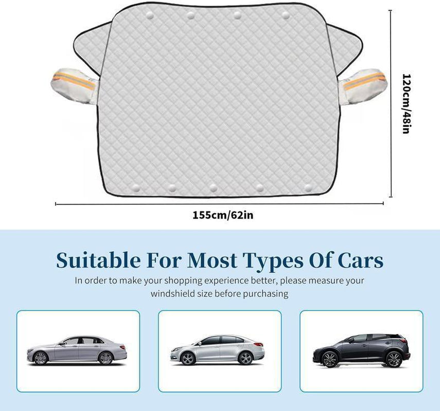 Car Windshield Snow Cover and Sun Shade - Durable Year-Round Weather Protection Against Snow, Ice, Dust, and Sun