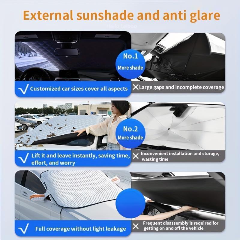 Car Windshield Snow Cover and Sun Shade - Durable Year-Round Weather Protection Against Snow, Ice, Dust, and Sun